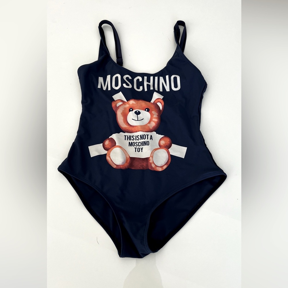 Moschino Navy Teddy Graphic One-Piece Swimsuit